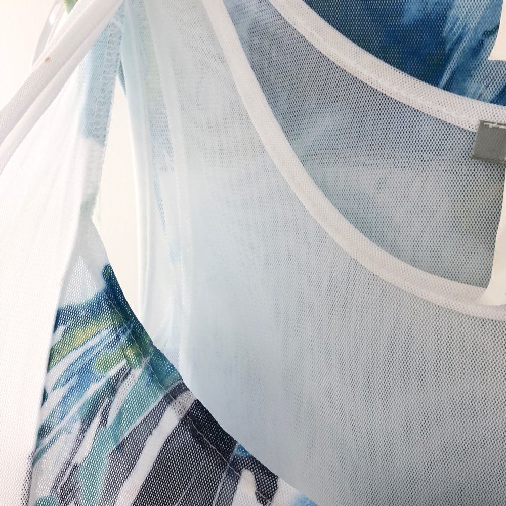 Dolcezza Mesh Watercolor Simply Art Midi Dress With Waterfall Detail Summer M - Picture 6 of 11